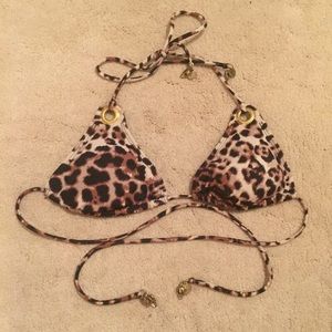 LA Hearts jaguar print bikini top